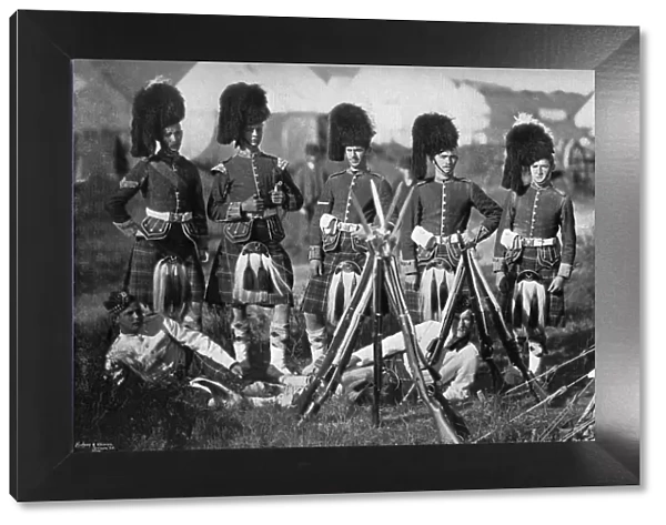 A camp guard of the Seaforth Highlanders at the New Forest manoeuvres, Hampshire, 1896. Artist: Gregory & Co