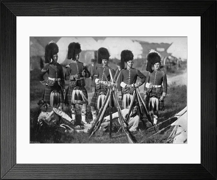 Framed Print : A camp guard of the Seaforth Highlanders at the New Forest manoeuvres, Hampshire, 1896. Artist: Gregory & Co Framed Print : A camp guard of the Seaforth Highlanders at the New Forest manoeuvres, Hampshire, 1896. Artist: Gregory & Co