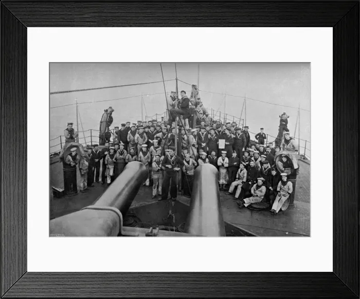 Framed Print : Some of the company of the first-class battleship HMS Sans Pareil, 1896. Artist: Gregory & Co Framed Print : Some of the company of the first-class battleship HMS Sans Pareil, 1896. Artist: Gregory & Co