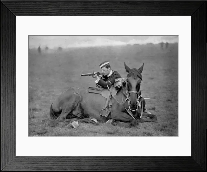 Framed Print : A dismounted lancer at a skirmishing display, 1896. Artist: Gregory & Co Framed Print : A dismounted lancer at a skirmishing display, 1896. Artist: Gregory & Co