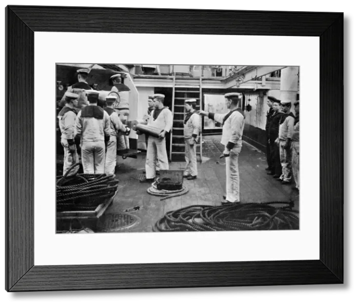 Framed Print : At drill with a 6 inch quick firing gun on board the battleship HMS Resolution, 1896. Artist: Gregory & Co Framed Print : At drill with a 6 inch quick firing gun on board the battleship HMS Resolution, 1896. Artist: Gregory & Co