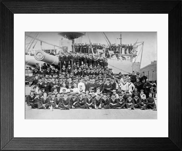 Framed Print : The company of the battleship HMS Howe, 1896. Artist: R Ellis Framed Print : The company of the battleship HMS Howe, 1896. Artist: R Ellis
