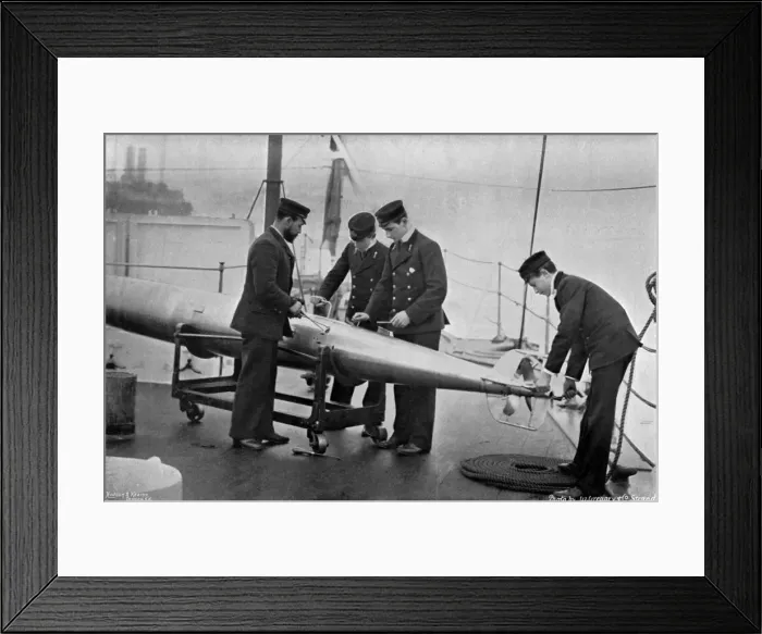 Framed Print : Torpedo instruction on board HMS Theseus, 1896. Artist: W Gregory Framed Print : Torpedo instruction on board HMS Theseus, 1896. Artist: W Gregory