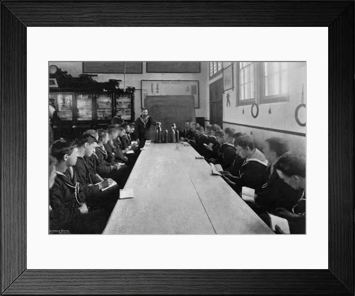 Framed Print : A class of seamen at ammunition instruction, Whale Island, Portsmouth, Hampshire, 1896. Artist: Russell & Sons Framed Print : A class of seamen at ammunition instruction, Whale Island, Portsmouth, Hampshire, 1896. Artist: Russell & Sons