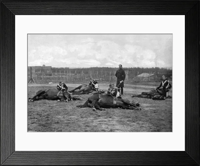 Framed Print : A party of the 4th (Queens Own) Hussars skirmishing dismounted, 1896. Artist: Gregory & Co Framed Print : A party of the 4th (Queens Own) Hussars skirmishing dismounted, 1896. Artist: Gregory & Co