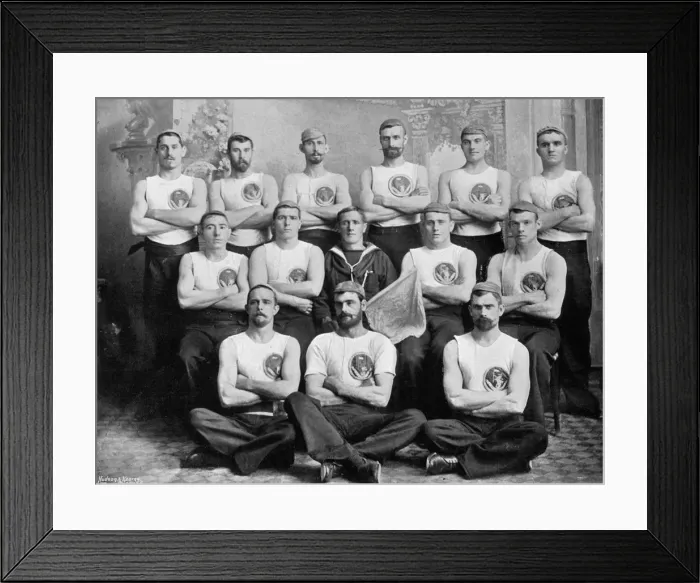 Framed Print : The champion stokers cutter crew of HMS Hawke, 1896. Artist: R Ellis Framed Print : The champion stokers cutter crew of HMS Hawke, 1896. Artist: R Ellis