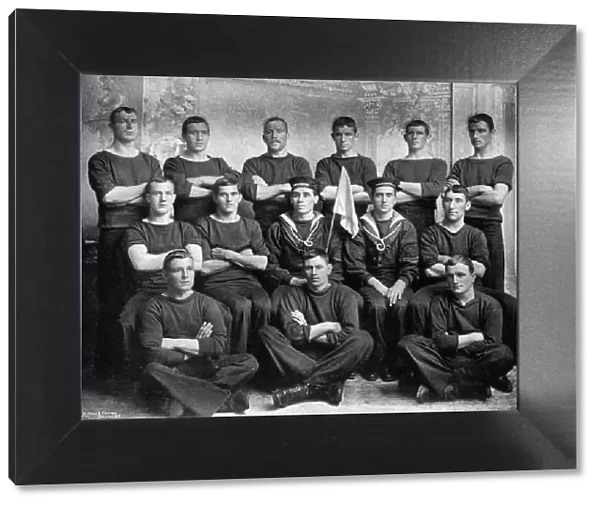 The champion duty boat crew of HMS Hawke, 1896. Artist: R Ellis