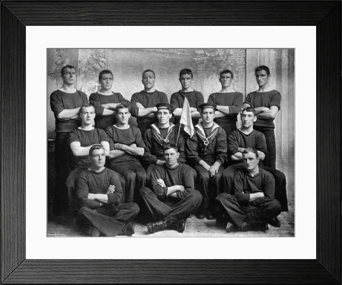 Framed Print : The champion duty boat crew of HMS Hawke, 1896. Artist: R Ellis Framed Print : The champion duty boat crew of HMS Hawke, 1896. Artist: R Ellis