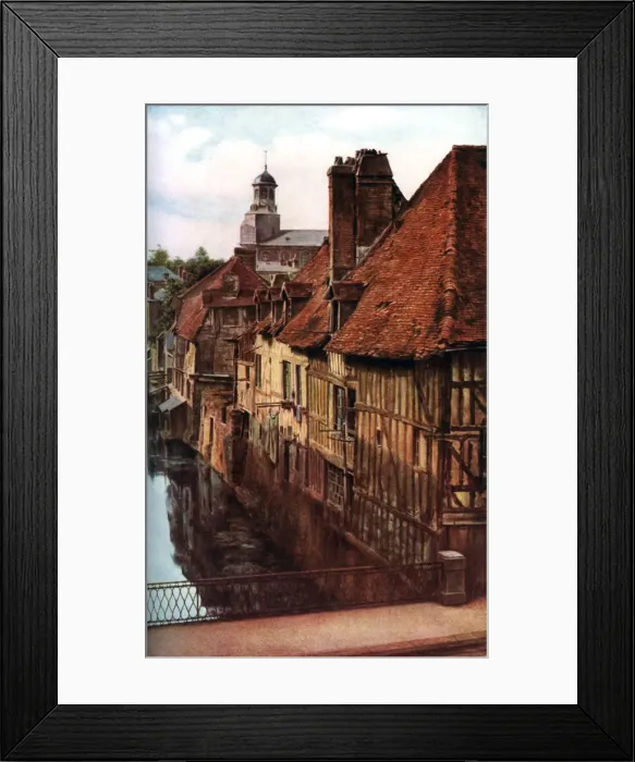 Framed Print : Timber houses by the Pont de Caen in Caudebec-en-Caux, Normandy, France, c1930s Framed Print : Timber houses by the Pont de Caen in Caudebec-en-Caux, Normandy, France, c1930s