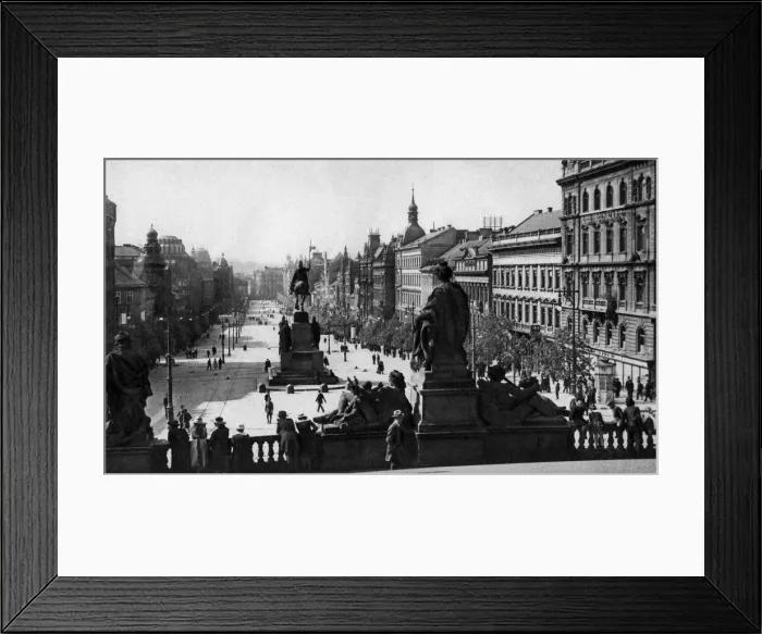 Framed Print : Wenceslas Square and statue of St Wenceslas, Prague, Czechoslovakia, c1930s. Artist: D Heathcote Framed Print : Wenceslas Square and statue of St Wenceslas, Prague, Czechoslovakia, c1930s. Artist: D Heathcote
