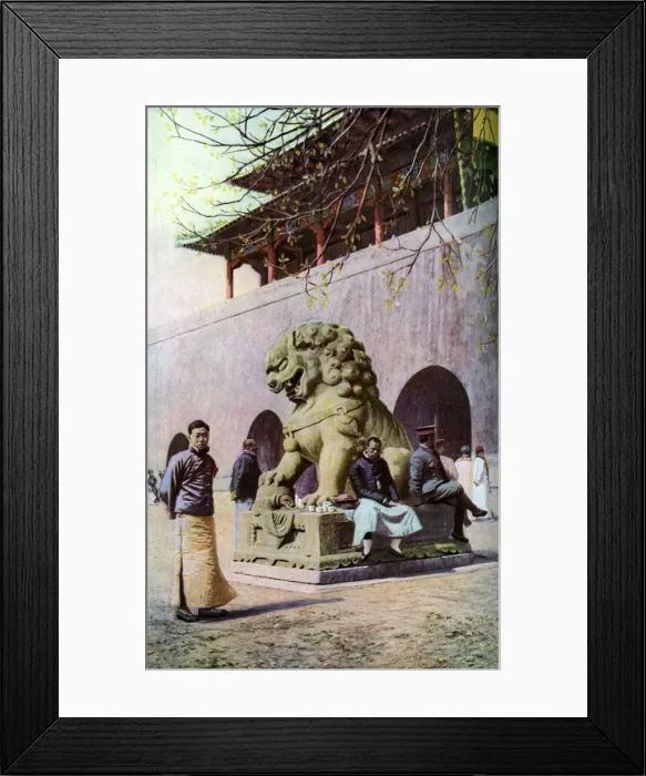 Framed Print : Bronze lion, entrance to the Imperial Palace, Peking, China, c1930s. Artist: Underwood Framed Print : Bronze lion, entrance to the Imperial Palace, Peking, China, c1930s. Artist: Underwood