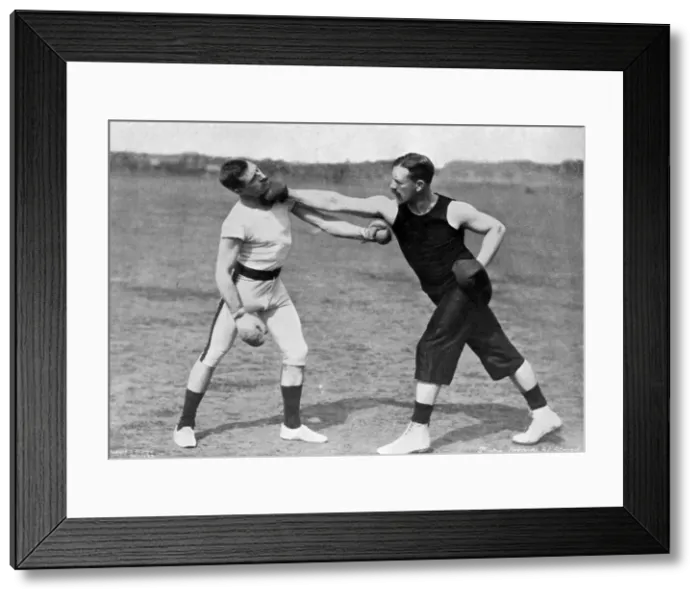 Framed Print : The art of boxing, the right under the chin, Aldershot, Hampshire, 1896. Artist: Gregory & Co Framed Print : The art of boxing, the right under the chin, Aldershot, Hampshire, 1896. Artist: Gregory & Co