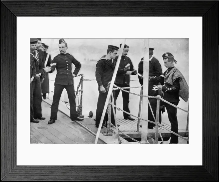 Framed Print : The ships postman coming on board, 1896. Artist: Gregory & Co Framed Print : The ships postman coming on board, 1896. Artist: Gregory & Co