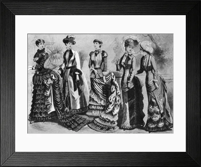 Framed Print : Womens fashion of the 1880s and 1890s, 1937 Framed Print : Womens fashion of the 1880s and 1890s, 1937