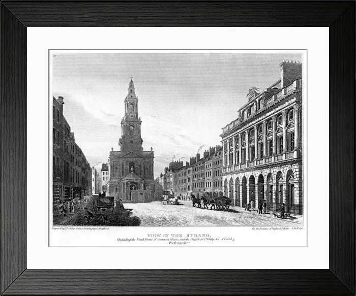 Framed Print : View of the Strand, Westminster, London, 1810. Artist: H le Keux Framed Print : View of the Strand, Westminster, London, 1810. Artist: H le Keux