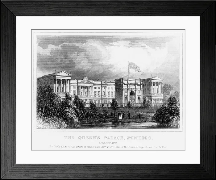 Framed Print : The Queens Palace, Pimlico, London, c1840s Framed Print : The Queens Palace, Pimlico, London, c1840s