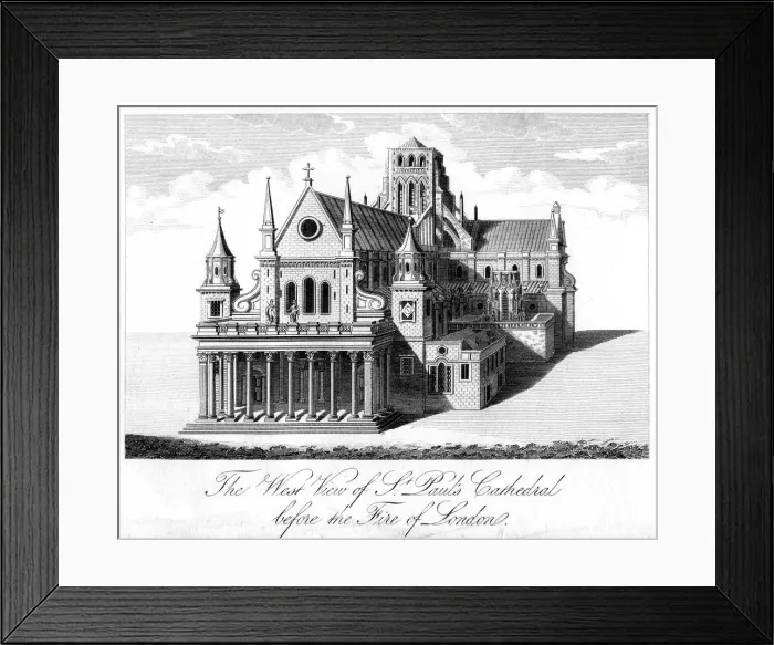 Framed Print : The West View of St Pauls Cathedral Before the Fire of London Framed Print : The West View of St Pauls Cathedral Before the Fire of London