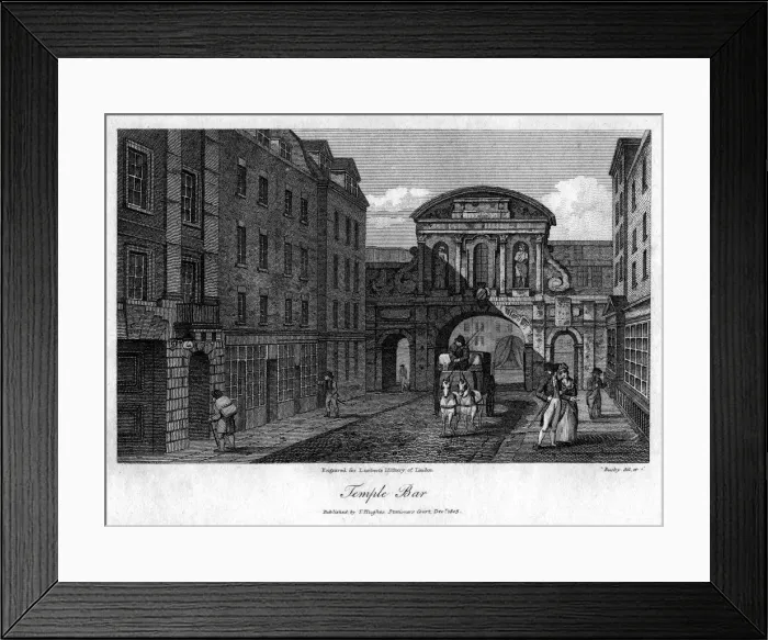 Framed Print : Temple Bar, London, 1805. Artist: Busby Framed Print : Temple Bar, London, 1805. Artist: Busby
