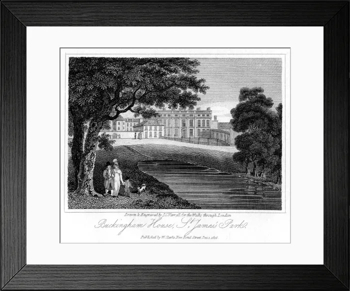 Framed Print : Buckingham House, St James Park, London, 1816. Artist: JC Varrall Framed Print : Buckingham House, St James Park, London, 1816. Artist: JC Varrall