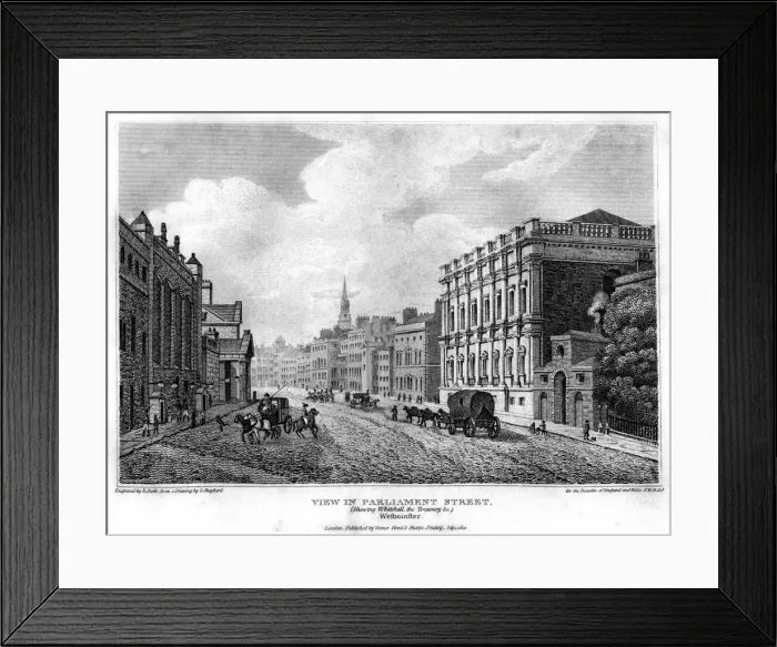 Framed Print : View in Parliament Street, Westminster, London, 1810. Artist: R Roffe