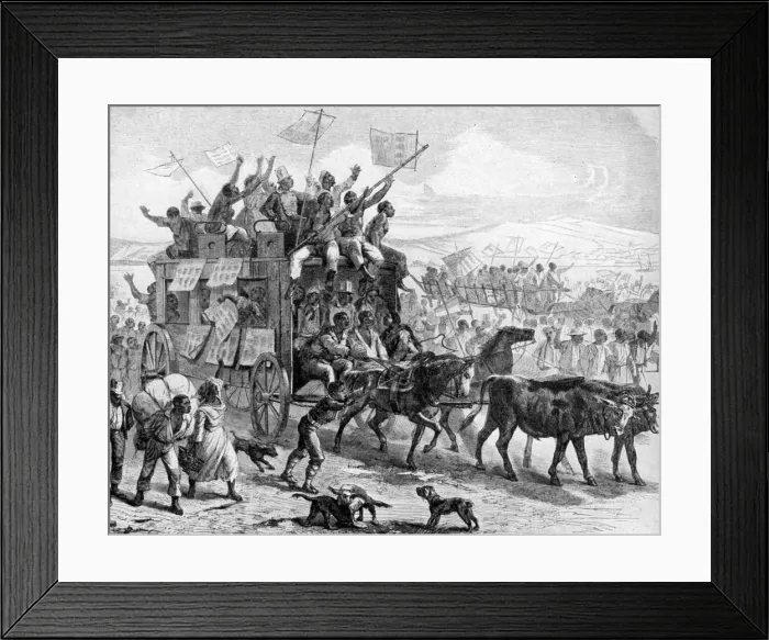 Framed Print : Ex-slaves parading with liberation manifestos, American Civil War, 1861-1865 (1951) Framed Print : Ex-slaves parading with liberation manifestos, American Civil War, 1861-1865 (1951)