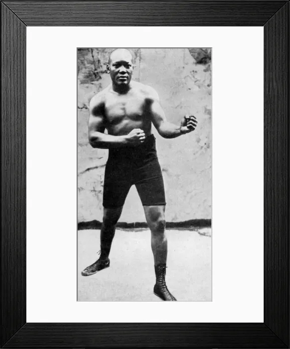 Framed Print : Jack Johnson, the first black world heavyweight boxing champion, 1908 (1951) Framed Print : Jack Johnson, the first black world heavyweight boxing champion, 1908 (1951)