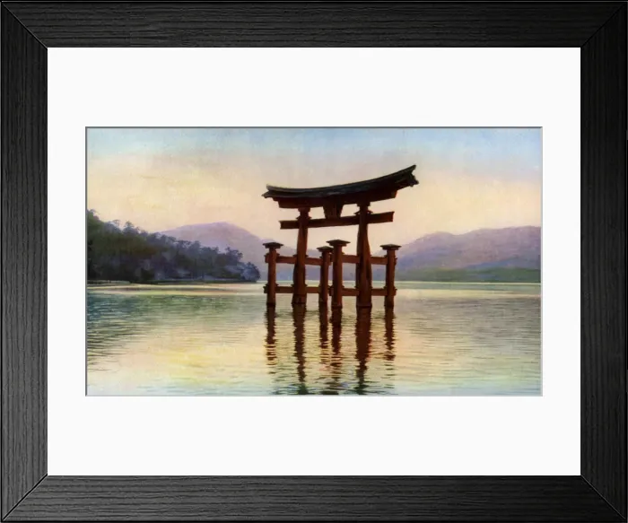 Framed Print : Torii of Itsukushima temple in Miyajima Island, Japan, c1930s. Artist: John Bushby Framed Print : Torii of Itsukushima temple in Miyajima Island, Japan, c1930s. Artist: John Bushby
