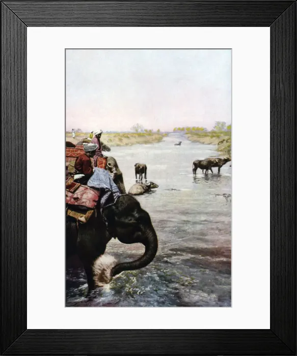 Framed Print : River scene, Central India, c1930s. Artist: Edward E Long Framed Print : River scene, Central India, c1930s. Artist: Edward E Long