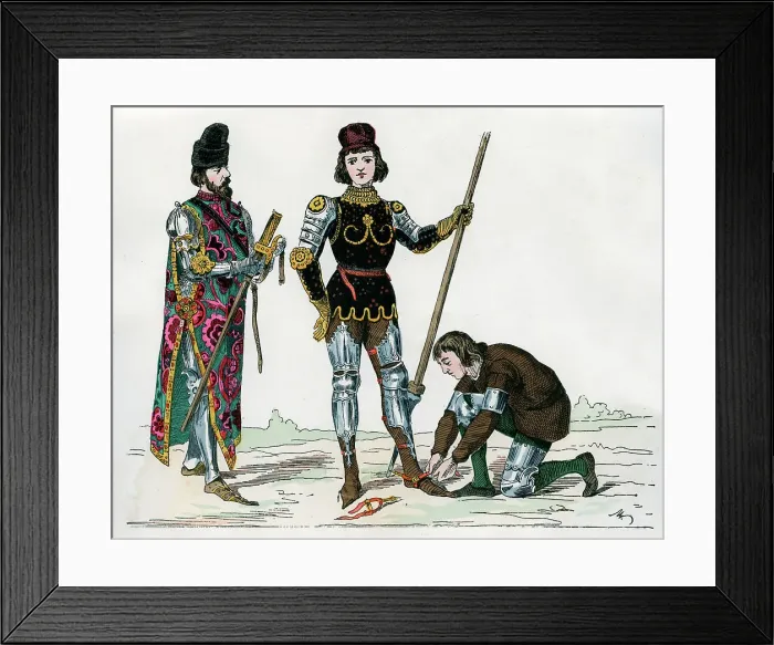 Framed Print : Prince, squire and valet, 15th century (1882-1884) Framed Print : Prince, squire and valet, 15th century (1882-1884)