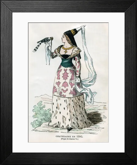 Framed Print : Lady of the manor of the time of Charles VI of France, 1395 (1882-1884). Artist: Petit Framed Print : Lady of the manor of the time of Charles VI of France, 1395 (1882-1884). Artist: Petit