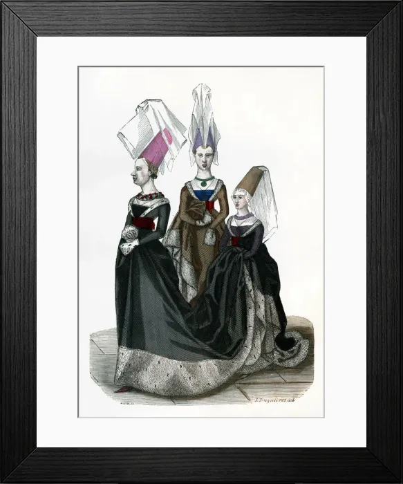 Framed Print : Princess and ladies in waiting, 1470 (1882-1884). Artist: Gautier Framed Print : Princess and ladies in waiting, 1470 (1882-1884). Artist: Gautier