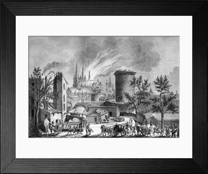 Framed Print : Fire at Saint Andres Cathedral, Bordeaux, France, 25th August 1787 (1882-1884). Artist: Cosson Framed Print : Fire at Saint Andres Cathedral, Bordeaux, France, 25th August 1787 (1882-1884). Artist: Cosson