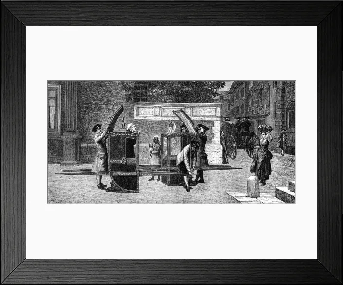 Framed Print : Sedan chairs, 18th century (1882-1884). Artist: Smeeton and Tilly Framed Print : Sedan chairs, 18th century (1882-1884). Artist: Smeeton and Tilly