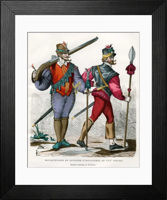 Framed Print : Musketeer and infantry officer, 16th century (1882-1884). Artist: Pontenier Framed Print : Musketeer and infantry officer, 16th century (1882-1884). Artist: Pontenier