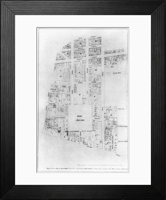 Framed Print : Plan of the Duke of Portlands estate, Soho Square, London, 1907 Framed Print : Plan of the Duke of Portlands estate, Soho Square, London, 1907