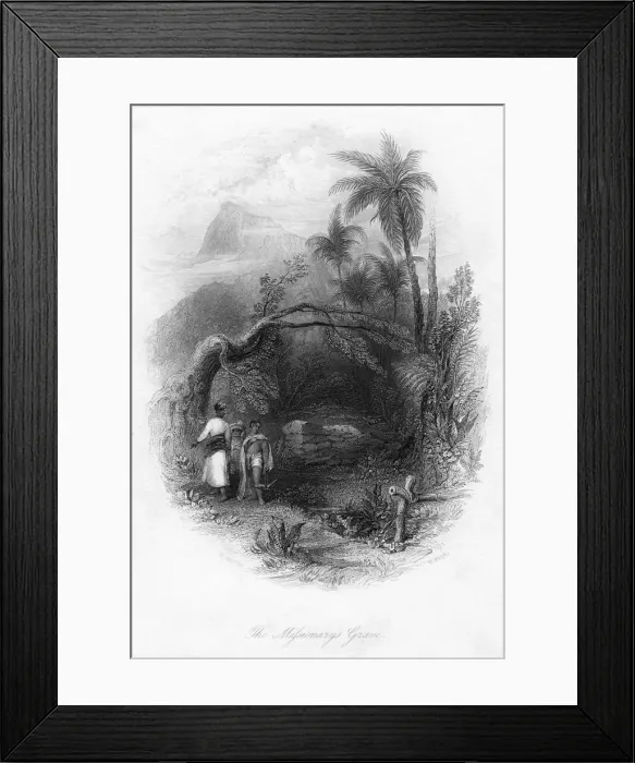 Framed Print : The Missionarys Grave, 19th century. Artist: W Floyd Framed Print : The Missionarys Grave, 19th century. Artist: W Floyd