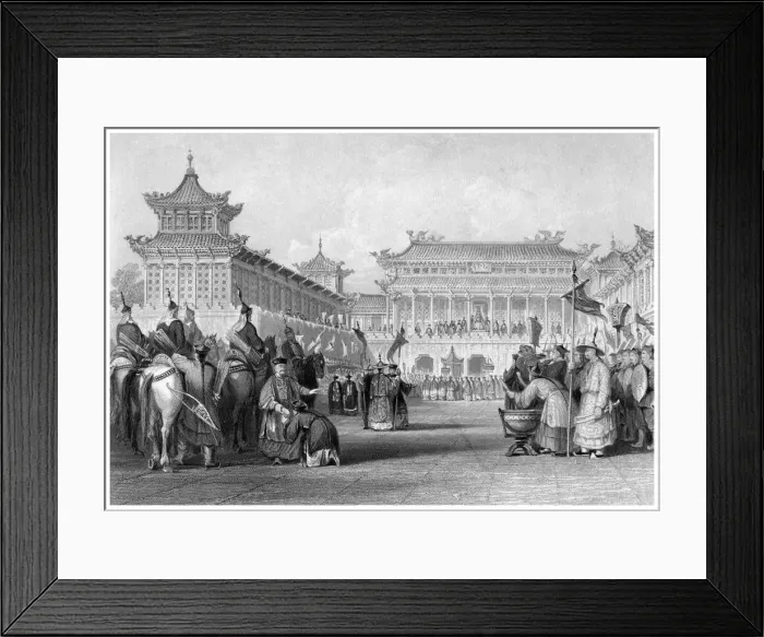 Framed Print : The Emperor Teaou-Kwang reviewing his Guards, Palace of Peking, China, 19th century. Artist: JB Allen Framed Print : The Emperor Teaou-Kwang reviewing his Guards, Palace of Peking, China, 19th century. Artist: JB Allen