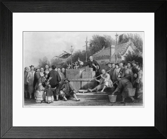 Framed Print : Raree show at Lin-sin-choo, China, c1843. Artist: G Paterson Framed Print : Raree show at Lin-sin-choo, China, c1843. Artist: G Paterson