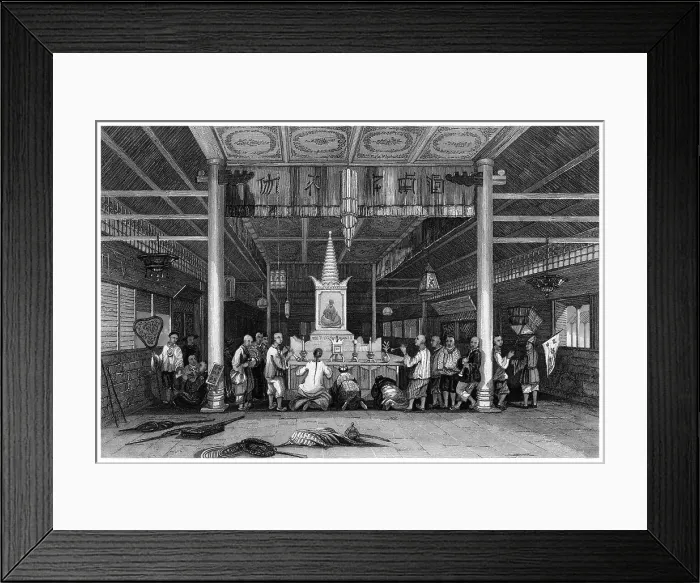 Framed Print : Temple of Buddha, Canton, China, 1843. Artist: WH Capone Framed Print : Temple of Buddha, Canton, China, 1843. Artist: WH Capone