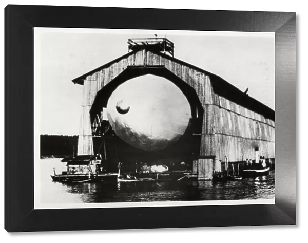 Zeppelin LZ1 in a floating hanger at Manzell, Friedrichshafen, Germany, 1900, (1933)