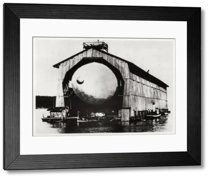 Framed Print : Zeppelin LZ1 in a floating hanger at Manzell, Friedrichshafen, Germany, 1900, (1933) Framed Print : Zeppelin LZ1 in a floating hanger at Manzell, Friedrichshafen, Germany, 1900, (1933)