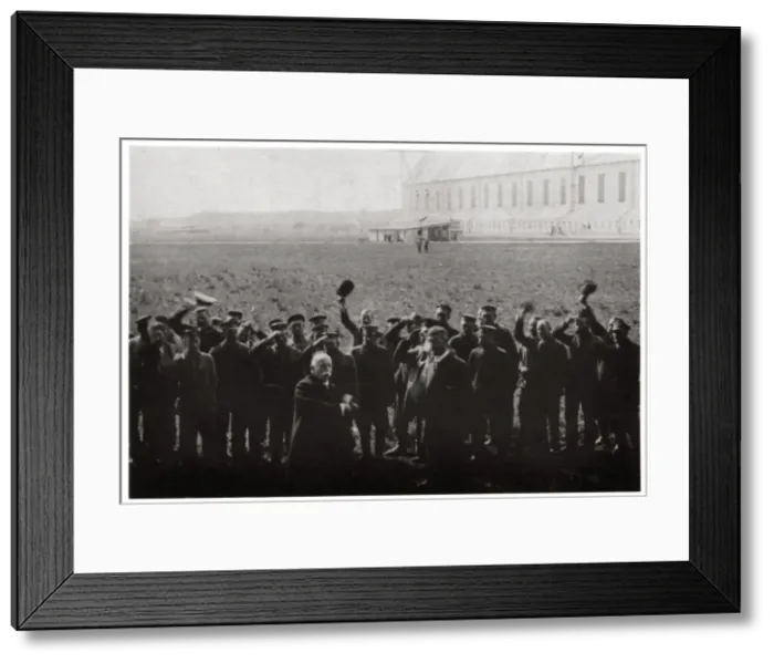 Framed Print : Count Zeppelin saluted by members of the naval airship fleet, Germany, 1914-1917 (1933) Framed Print : Count Zeppelin saluted by members of the naval airship fleet, Germany, 1914-1917 (1933)