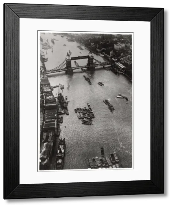Framed Print : Aerial view of Tower Bridge, London, from a Zeppelin, 1931 (1933) Framed Print : Aerial view of Tower Bridge, London, from a Zeppelin, 1931 (1933)