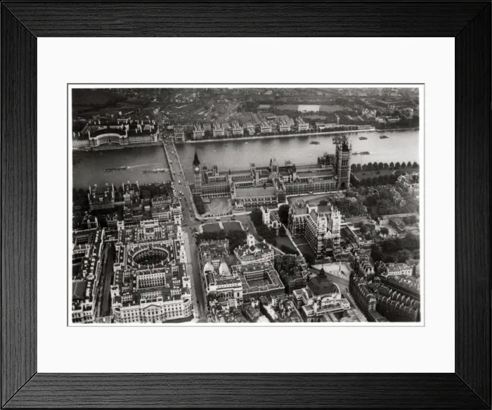 Framed Print : Aerial view of Westminster, London, from a Zeppelin, 1931 (1933) Framed Print : Aerial view of Westminster, London, from a Zeppelin, 1931 (1933)