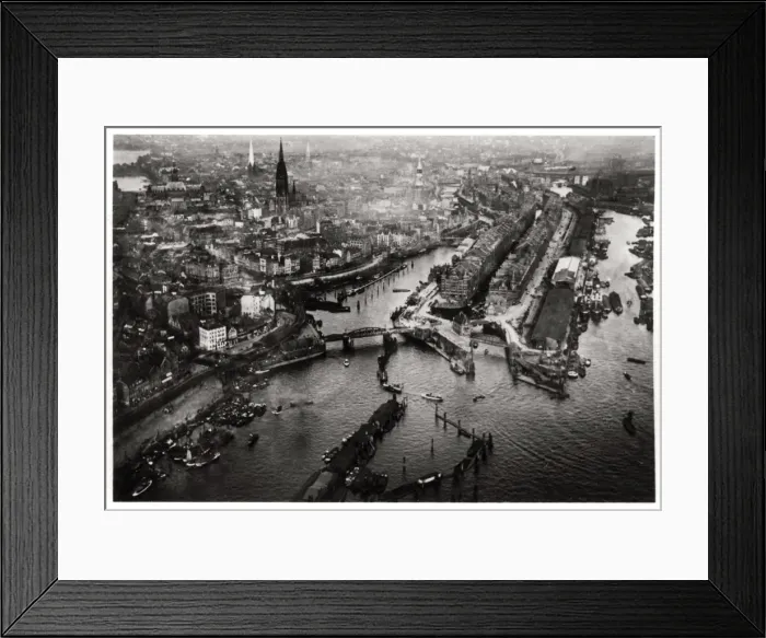 Framed Print : Aerial view of Hamburg harbour, Germany, from a Zeppelin, c1931 (1933) Framed Print : Aerial view of Hamburg harbour, Germany, from a Zeppelin, c1931 (1933)