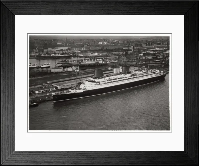 Framed Print : Aerial view of Bremen harbour, Germany, and the liner Europa, from a Zeppelin, c1931 (1933) Framed Print : Aerial view of Bremen harbour, Germany, and the liner Europa, from a Zeppelin, c1931 (1933)
