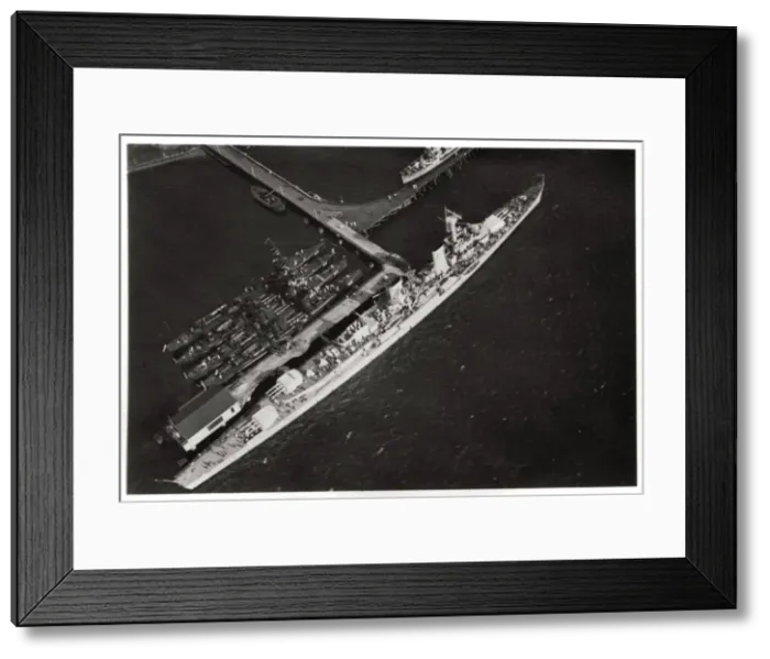 Framed Print : Aerial view of the German light cruiser Karlsruhe, from a Zeppelin, c1931 (1933) Framed Print : Aerial view of the German light cruiser Karlsruhe, from a Zeppelin, c1931 (1933)