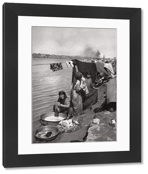 Washerwomen on the banks of the Tigris, Baghdad, Iraq, 1925. Artist: A Kerim