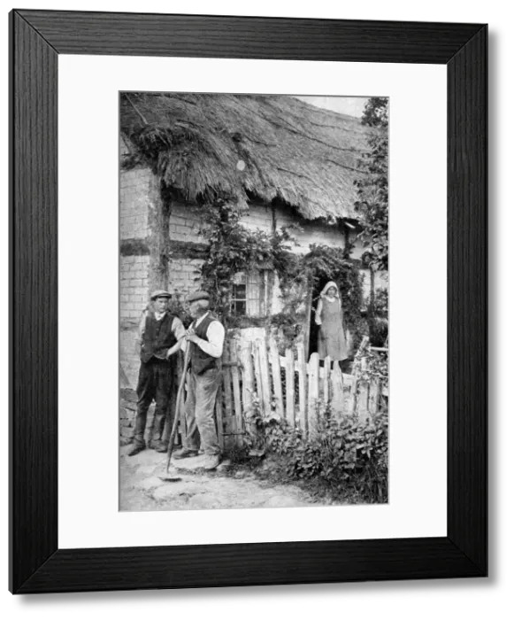 Framed Print : Two men chatting outside a cottage, near Lucton, Herefordshire, c1922. Artist: AW Cutler Framed Print : Two men chatting outside a cottage, near Lucton, Herefordshire, c1922. Artist: AW Cutler
