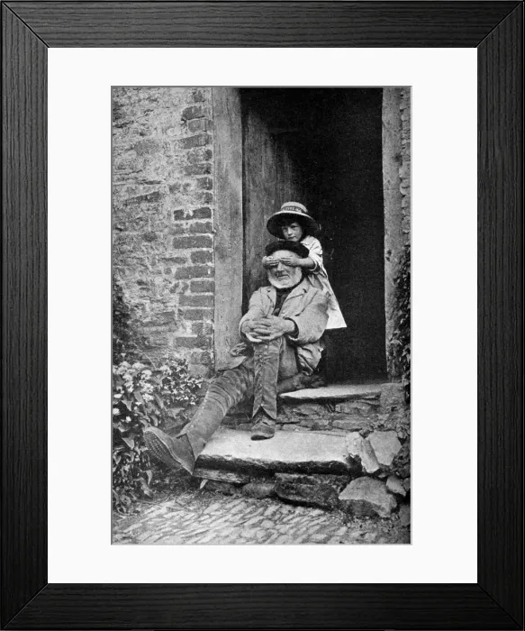 Framed Print : A child with her grandfather, England, c1922. Artist: AW Cutler Framed Print : A child with her grandfather, England, c1922. Artist: AW Cutler